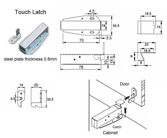 Cabinet Latch Touch Latch